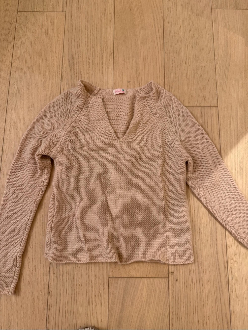 Pink Lily Dusty Pink V-Neck Knit Sweater